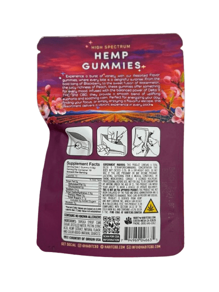 Habit Hemp Gummies Assorted Flavor | 200mg Delta-9 THC + CBD Balanced Gummies